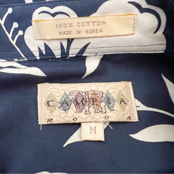 Campia Moda Hawaiian Men’s shirt Size Medium Tropical Blue/White - Picture 6 of 13